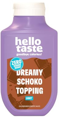 hellotaste Schoko Sauce 250ml - kalorienreduziert, ohne Zuckerzusatz & voller Geschmack | Für Pancakes, Porridge, Joghurt uvm. | Vegan, aspartamfrei, glutenfrei, sojafrei | 1 x 250ml