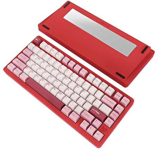 ELECFOX MK INKY75 Mechanical Keyboard with Full Aluminum Wireless Mechanical Gaming Keyboard, 75% Layout Mechanical Key Board BT/2.4G/USB-C,Hot Swappable, Creamy Sounding, 75 Keys (Very Raspberry)