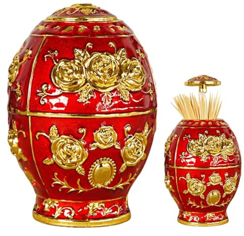 Retro Automatischer Zahnstocherspender, Elegante Zinklegierung Pop-Up Zahnstocherhalter mit Blumenmuster, Tragbarer Dekorativer Zahnstocherkasten für Zuhause, Restaurant, Bar – Ideal als Geschenk (C)