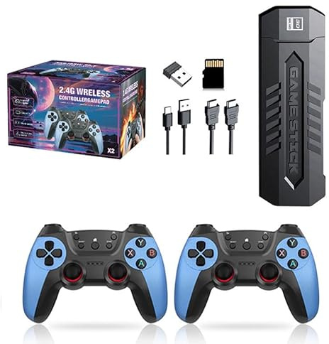 X2blue Retro Game Console Stick, Salida HDMI 4K, Construido En 4,0000 Juegos, Plug and Play Videojuegos, Viene con Controlador Inalámbrico 2,4G, Boy-Rechargeable 128gb