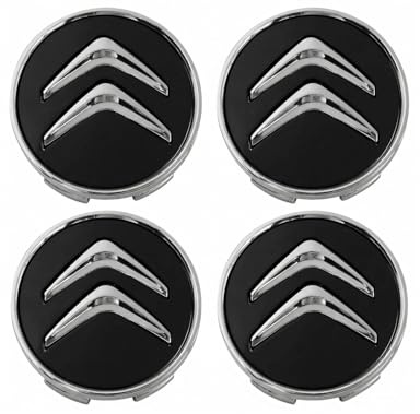 4 pcs Cache Moyeux pour Citroën 60mm,ABS Cache Moyeux,Enjoliveurs de Roue en Alliage,Capuchon Enjoliveur Centre Roue Compatible avec Citroën C1 C2 C3 C4 C5 Moyeu Aluminium, Noir