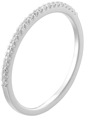 KnSam Echtschmuck Diamantring Weißgold 750, Eheringe Halb Ewigkeit mit Diamant, Partnerringe Au750 Gold, Gr.63 (20.1)
