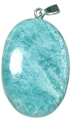 Amazonit oval Cabochon blaugrün mint Kettenanhänger 925er Silberöse