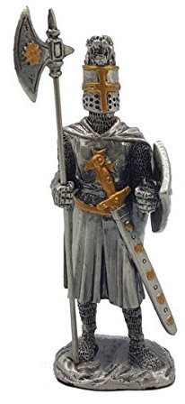 Veronese Zinnritter mit Hellebarde - Silber-gold, Zinn, 11x4x4cm, FIGURINE, Heimdeko, Geschichtlich, metallic