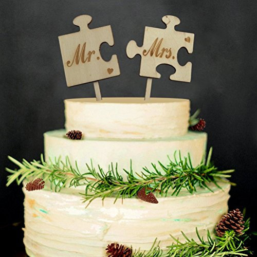 Veewon Hochzeitstorte Topper Herr Frau Brief Holz Kuchen Topper Sticks Hochzeit Dekor Favor