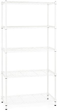 Shopfitting Warehouse White Wire Shelving Unit - 5 Shelves, H1500 x W750 x D350 mm