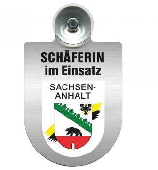 Einsatzschild Windschutzscheibe incl. Saugnapf - Schäferin im Einsatz - 309459 - incl. Regionen nach Wahl Farbe Region Sachsen-Anhalt