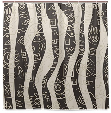 Mnsruu Rideaux de douche africain Stile Motif sans couture Imprimé Tissu Polyester résistant aux moisissures étanche avec 12 crochets, 182,9 x 182,9 cm