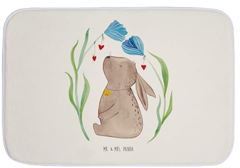Mr. & Mrs. Panda Badvorleger Hase Blume - Ostergeschenke, Osterdeko, Geschenk, Badezimmermatten, Ostergeschenke, Badgarnitur, Osterhase, Kind,