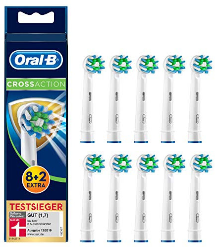Braun Oral-B 4210201207290 CrossAction Aufsteckbürsten Mit Bakterienschutz, Verhindert Bakterielles Wachstum Auf Den Borsten, 10 Stück