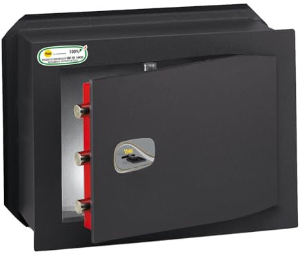 Yale Cassaforte a muro Y3200220 con apertura a chiave, certificata, dim 34x21x20 cm