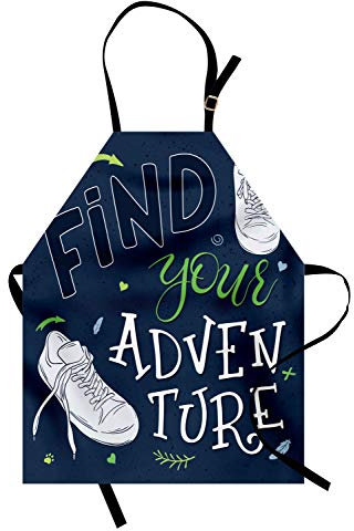 ABAKUHAUS Abenteuer Kochschürze, Wald Turnschuhe Jugend, Unisex-Küchenlätzchen mit verstellbarem Hals für Kochen Gartenarbeit, 67 cm x 80cm, Dunkelblau-Schwarz-Grün