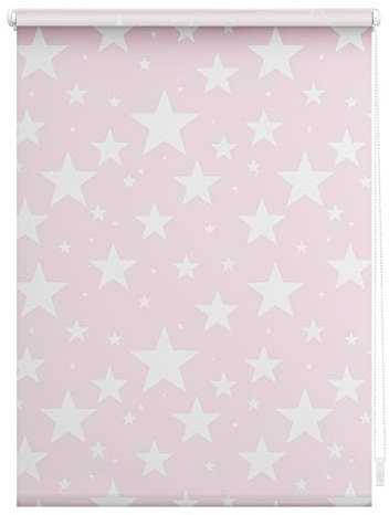 Lichtblick Klemmfix Verdunklungs-Rollo mit Motiv, ohne Bohren, Blickdicht, Seitenzugrollo, Made in Germany, Sterne Rosa,45 cm x 150 cm (B x L)