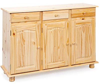 PKline Sideboard Abill teilmassiv Kommode Highboard Schubladen Schrank Anrichte Natur