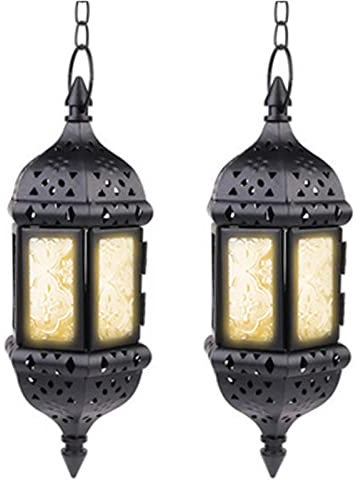 Nuptio Linterna Vela Colgante Candelabros Vela Té 2 Piezas Retro Marroquí Linternas Metal Vintage para Velas, Linternas Jardín Negras Portavelas para Decoraciones Navideñas Halloween Ramadán