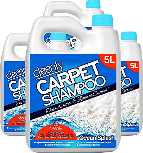 Cleenly Carpet Shampoo Cleaner Solution (20 litres) - Ocean Splash Fragrance - Safe for All Carpet Cleaning Machines - Effectively Removes Pet Odours