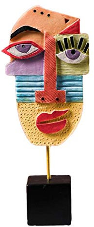 perfk Harz Handwerk Ornamente Statuen Wohnkultur Moderne Stil Abstrakte Gesicht Skulpturen Dekorative für Wohnzimmer, Schlafzimmer, büro Desktop, Schränke - 24x10x5cm