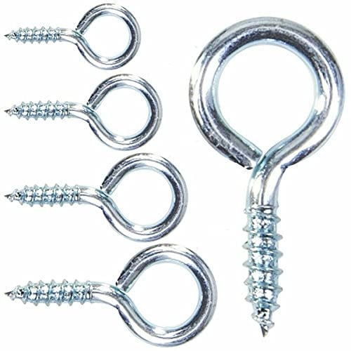 Metal 55mm Screw in Vine Eyes Zinc Plated Steel Screw in Hooks Self Tapping Eyelet Screws for Wood Fixing Wires Indoor & Outdoor Pack of 20.