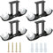 Soportes barra de cortina Soporte de cortina ajustable de pared - 4 piezas 14 * 8.2 cm Ganchos de cortina montados en la pared con tornillos para barras de cortina Riel de ropa - Negro