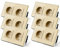 BSEED Schuko Steckdose 6er Pack, 16Amp AC Power Kristallglas Platte, 2 Fach Unterputzdose Steckdose, 157mm Doppelt Schutzkontaktbuchse Wandsteckdose Gold