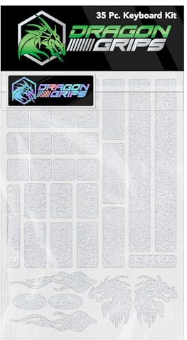 Dragon Grips Gaming-Tastaturgriff-Set für hintergrundbeleuchtete Tastaturen, mechanische Tastatur und Gamer Maus (transparent), Logitech Corsair und alle Gaming-Tastaturen, 35-teiliges Set