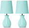 konsimo SOTER 2er Set Tischlampe - Schreibtischlampe für Wohnzimmer, Schlafzimmer und Flur - Tischleuchten Leselampe - Desk Lamp - Lampen Bürolampe - Minze - Keramik und Stoff Table Lamp