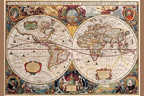 Weltkarte Poster 17. Jahrhundert Antik Vintage Historisch Bildung Klassenzimmer Globus Projektion Cool Wanddekoration Kunstdruck Poster 40,6 x 61 cm