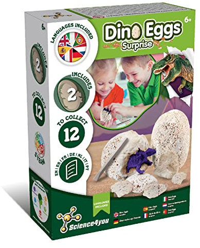 Science4you Dinosaurier Eier Überraschung für Kinder 6 7 8+ Jahre - Dino Eier zum Ausgraben, Dinosaurier Ausgrabungsset + Spiel mit Eier für Kinder, Geschenke für Jungen und Mädchen ab 6 7 8+ Jahre