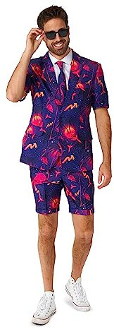 Suitmeister Herren Retro Neon Kostüm Anzug - Perfekt für Retro Partys, Halloween - Größe XXL