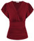 Damen Elegant T-Shirt Kurzarm V-Ausschnitt Einfarbig Slim Fit Plissee-Tops Tunika Blusen CL1977S23-02_2XL