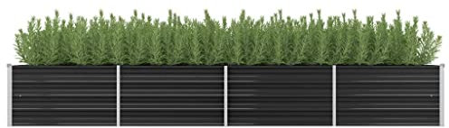 WIFESE Garten-Hochbeet Anthrazit 320x80x45 cm Verzinkter Stahl Hochbeet Metall Hochbeete für Garten Pflanzenbett Kräuterbett Blumenkiste Dekorieren Eingang Balkon Terrasse Garten Stilvoll Langlebig