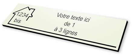 Plaque gravée motif MAISON pour Boite aux Lettres autocollante 10x2,5cm STANDARD personnalisable - 1 à 3 lignes sans frais supplémentaires + Numéro - beige