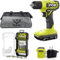 Cordless Drill Set Bundle with Ryobi 18V ONE+ Drill Driver, 3/8 Inch Chuck, 40 Piece Drill Bit Set, 1.5 Ah 18-Volt Lithium-ion Battery, 18-Volt Charger and Buho 16 Inch Tool Bag