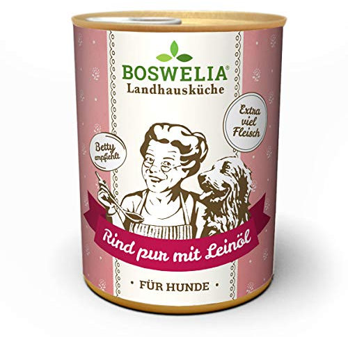 Betty´s Landhausküche Dose Nassfutter Hund, getreidefrei, Beste Qualität, hochwertiges Fleisch, schonend gegart, Bettys, für alle Hunderassen geeignet, Rind pur mit Leinöl 800 g