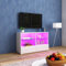 White TV Unit Led Light Modern High Gloss Front TV Stand Unit 100CM with 2 Drawers 4 Open Shelves with Glass Shelves TV Units for Living Room Bedroom Home Furniture