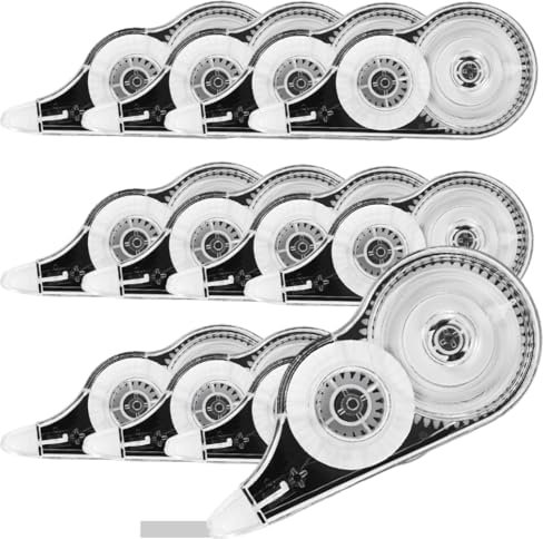 IheDovb Korrekturbänder, 12m x 5 mm Mini Korrekturmaus Set Schwarz Korrekturroller für Kinder Schüler Büro (12)