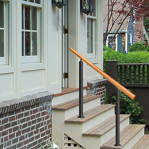 Yqyc Geländer Handlauf, Treppen Handlauf, Holz Treppengeländer, 2–3 Stufen, Mit Installationssatz Für Den Innen- Und Außenbereich, Verstellbare Handläufe Für Stufen (Color : H-90cm, Size : L-100cm)