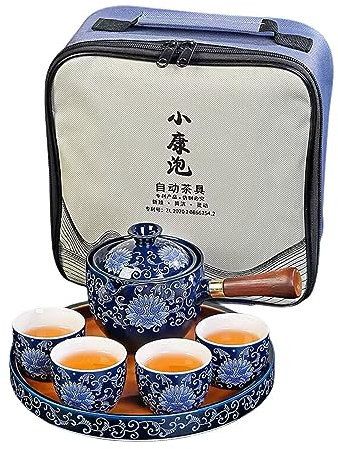 Axurhui Magic Teapot, Magic Teapot Cat, Ceramic Portable Travel Tea Set, 360 Rotation Tea Maker and Infuser and Infuser, Magic Teapot for Home Lazy Chinese Tea Set (N)