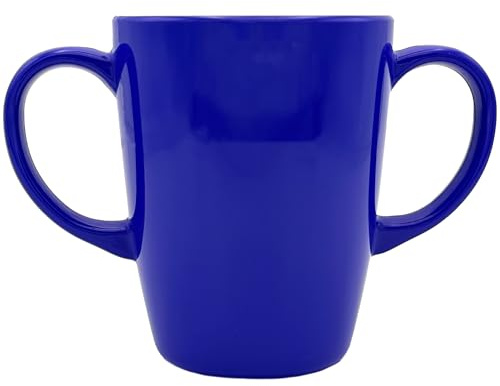 Rosa Lifestyle Two Handled Melamine Mug – Lightweight 126g, 400ml/14oz Capacity – Daily Living Mobility Aid for Elderly, Dementia, Tremors, Arthritis, & Weak Grip (Blue)
