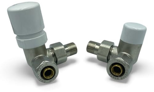 Valvole Termostatizzabili Nichelate da 3/8x16 Universali sia versione dx che sx ad Angolo completo di adattatori - Ideali per Termosifoni dietro Porte - Controllo Preciso, Design Elegante