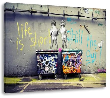 CBZKTR Pop Banks Street, abstrakte Wandkunst, Graffiti-Junge, Malerei, Öl auf Leinwand, Poster und Drucke, Heim-Schlafzimmer-Dekoration, Geschenke, 85 x 125 cm (33 x 49 Zoll) mit Rahmen