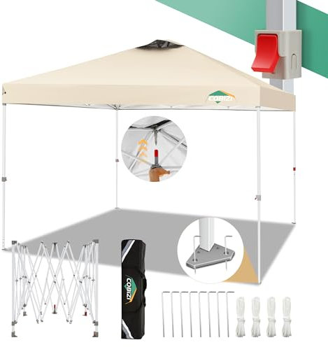 COBIZI Barnum Pliant 3x3 Tonnelle de Jardin Exterieur 3x3m Imperméable avec Système Pop up Click | UPF 50 + | Tonnelle Pliante 3x3m Tente Inclus Évent air,8X enjeux Sac de Transport(Kaki)