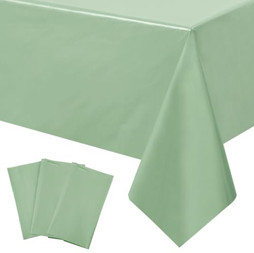 3Stück Tischdecke Salbeigrün Einweg,137*274cm Papiertischdecke Salbeigrün Tischtuch Salbeigrün Papier,Wasserdichte Tischdecke Salbeigrün Tischdecken für Party,Picknick,Geburtstags,Hochzeit,Weihnachten