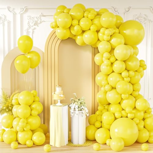 Yellow Balloons, 130PCS Yellow Balloon Arch Kit for Birthday Party Decor | 18/12/10/5 Inch, for Wedding, Anniversary, Engagement, Christening, Garden, Thanksgiving, Summer, Lemo Theme Party Decoration