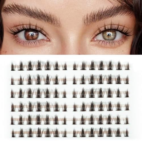 LANKIZ Manga Cluster Wimpern, Braun Einzelne Wimpern, DIY Wimpern Extensions Fake Lashes, Natürliche Wimpern Cluster Individual Lashes