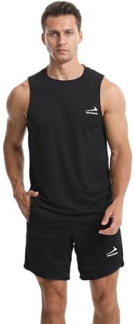 Herren Tanktop Gym Tshirt Muskel Fitness Training Laufshirt Fitness Tanks Ärmelloser T-Shirt Schwarz XXL
