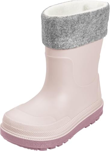Playshoes Regenstiefel mit Futter (Herausnehmbar) Unisex Kinder Gummistiefel, Rosa Socke, 21 EU