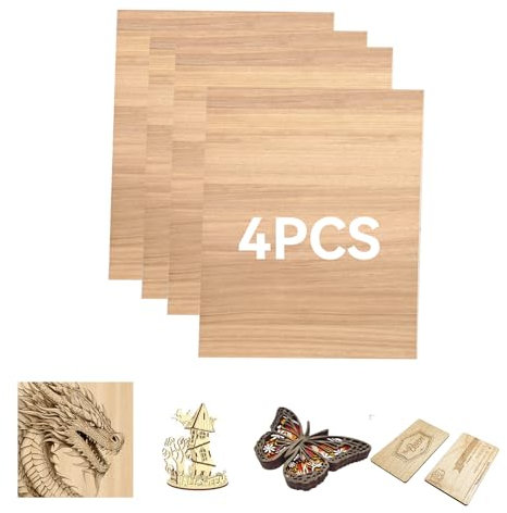 4 Stück A4 3mm Dicke Blankes Sperrholz, Lasergravur CNC-Schneiden 3-Lagige Unfertige Holzplatten 297x215mm (A4), Für Kunsthandwerk, Diy-Modelle (#09 Gelbes Palisander)