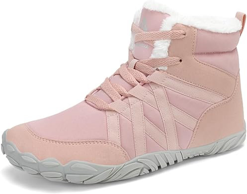 Mishansha Barefoot Scarpe Invernali Uomo Donna Caldo Stivali Neve Comode Antiscivolo Scarponi Outdoor, Rosa 37