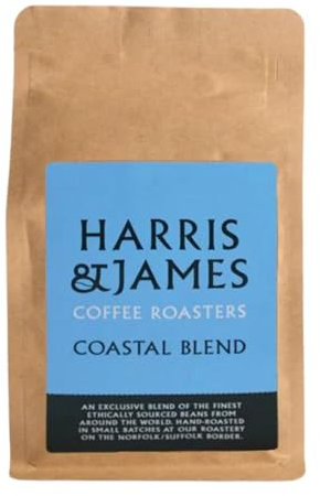 Harris & James Coastal Blend Roasted Coffee Beans 227g, Ideal for Bean to Cup Machine or Filter Coffee Machine, Light Acidity, Medium Body & Well Balanced (Medium Roast)